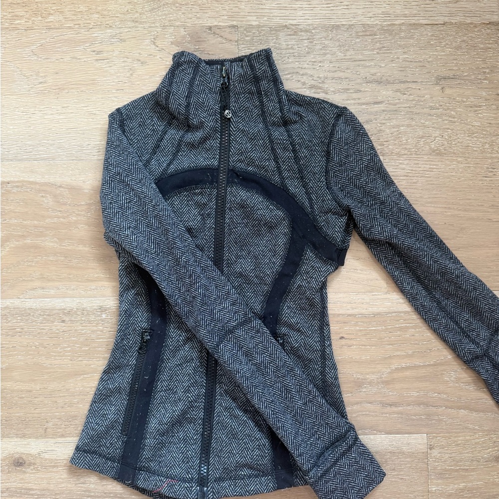 Lululemon Athletica Black and Gray Herringbone Blazer
